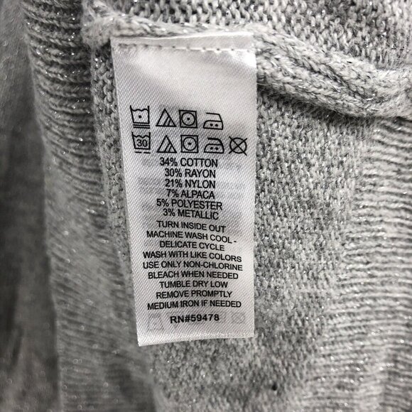 Isaac Mizrahi Sweater Girls Large 6X Gray Alpaca Fuzzy Heart Knit Sparkly - Picture 5 of 5